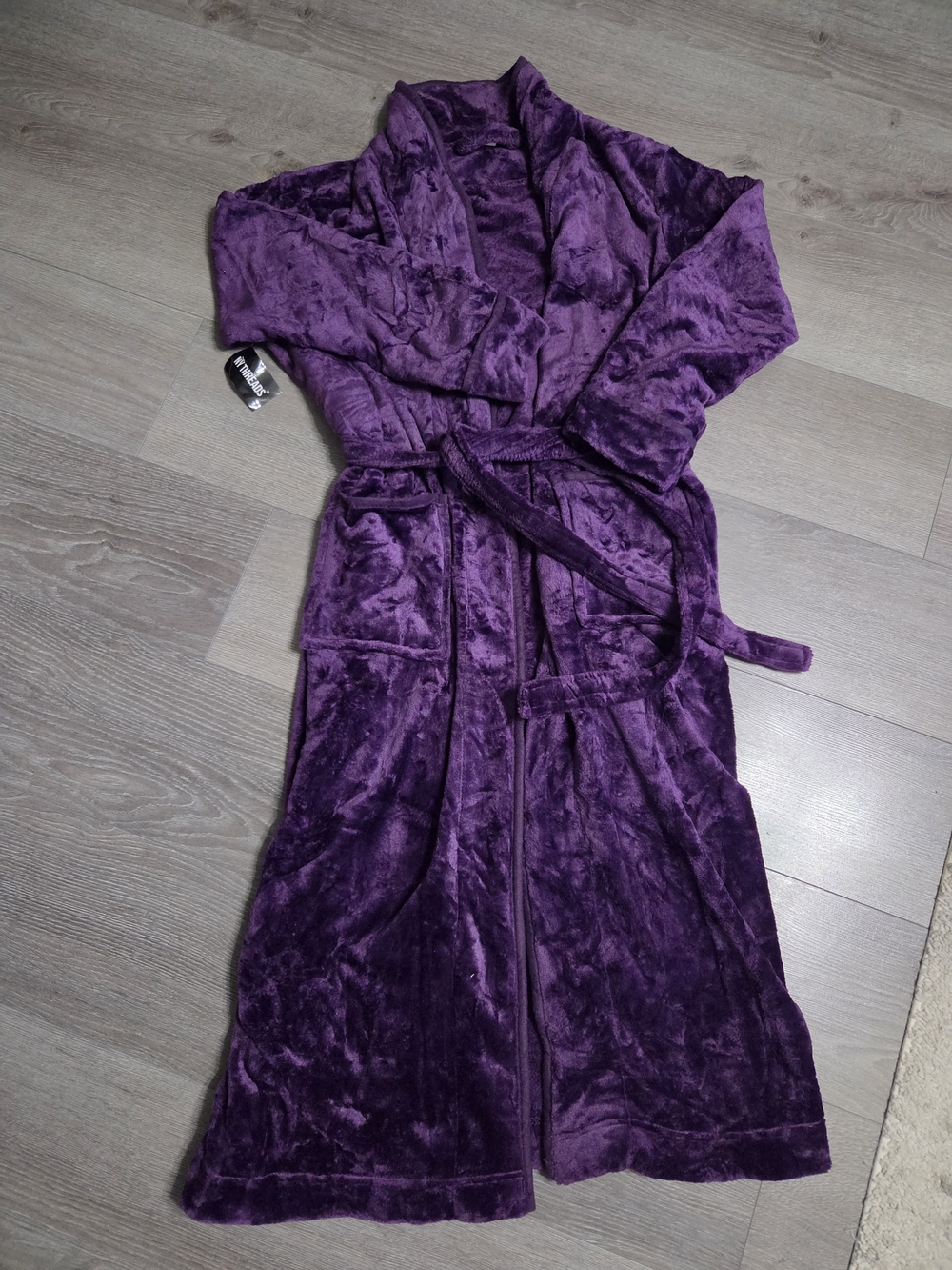 Women’s Plush Shawl Collar Maxi Robe - Purple